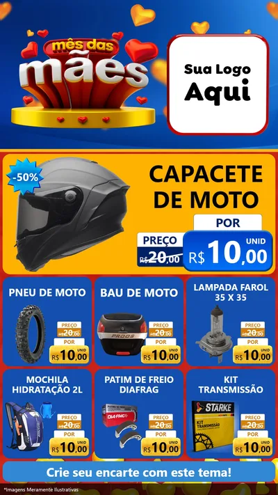 Modelo de Rede Social para Stories com o tema Mês das Mães para Moto peças