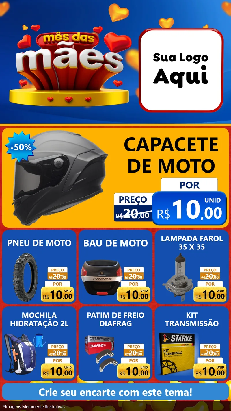 Modelo de Rede Social para Stories com o tema Mês das Mães para Moto peças