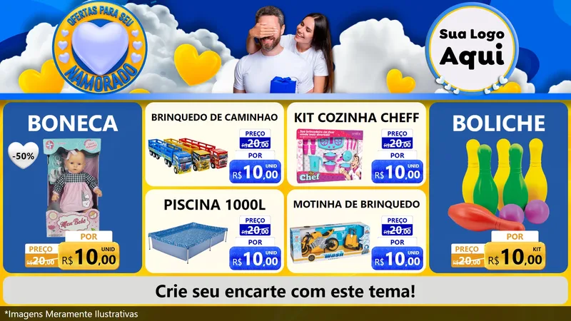 Modelo de TV para TV Horizontal com o tema Ofertas Para Seu Namorado para Brinquedos