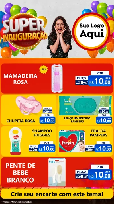 Modelo de TV para TV Vertical com o tema Super Inauguração para Bebês