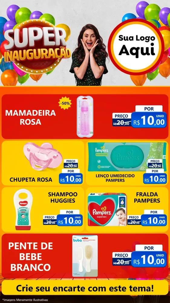 Modelo de TV para TV Vertical com o tema Super Inauguração para Bebês