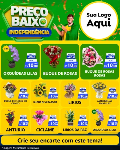 Modelo de Rede Social para Feed Instagram com o tema Preço Baixo de Independência para Floricultura e jardim