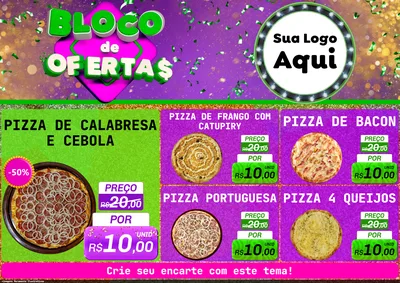 Modelo de Encarte para Encarte A4 Horizontal com o tema Bloco de Ofertas para Pizzaria