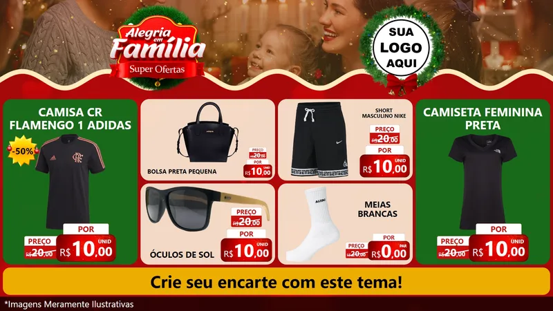 Modelo de TV para TV Horizontal com o tema Alegria Em Família - Super Ofertas para Roupas e acessórios
