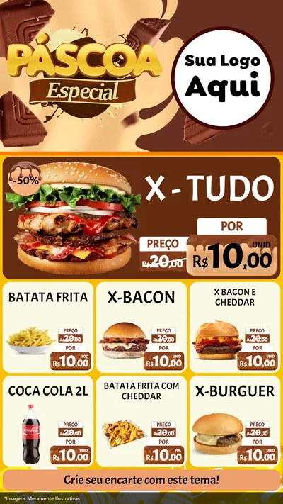 Modelo de Rede Social para Stories com o tema Páscoa Especial para Hamburgueria