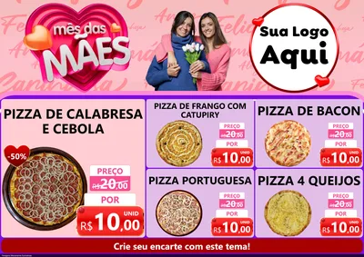 Modelo de Encarte para Encarte A4 Horizontal com o tema Mês Das Mães para Pizzaria