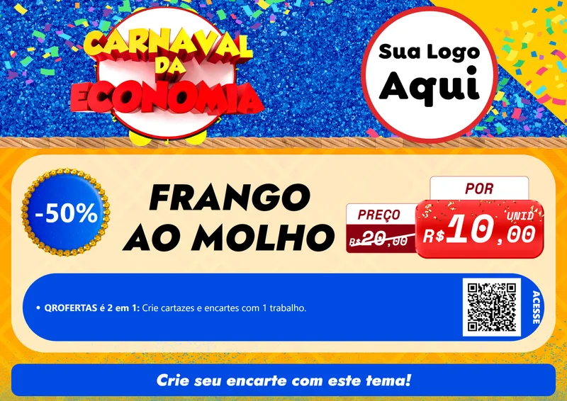 Modelo de Cartaz para Cartaz A4 Horizontal com o tema Carnaval da Economia para Restaurante