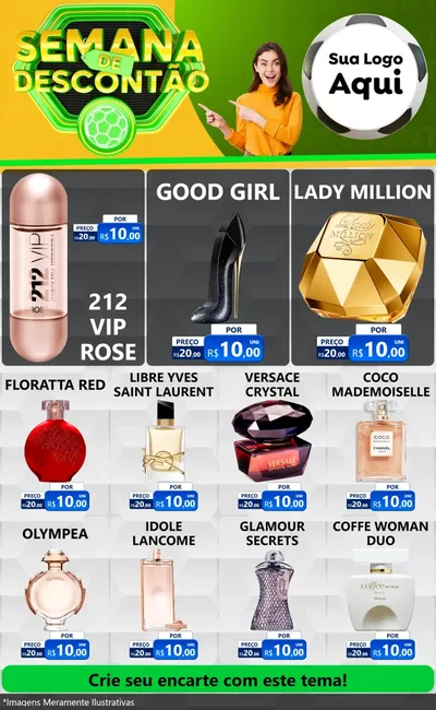 Modelo de Encarte para Encarte Grande com o tema Semana de Descontão - Copa para Perfumes
