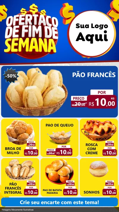 Modelo de Rede Social para Stories com o tema Ofertaço de Fim de Semana para Padaria
