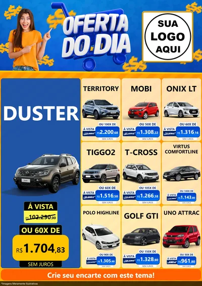 Modelo de Encarte para Encarte A4 Vertical com o tema Oferta do Dia para Concessionaria de Carros