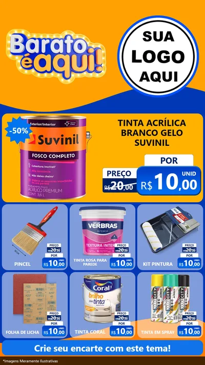 Modelo de Rede Social para Stories com o tema Barato é aqui para Tintas e Ferramentas