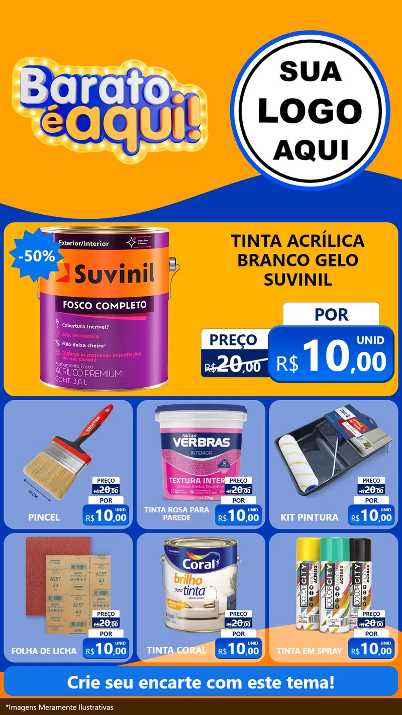 Modelo de Rede Social para Stories com o tema Barato é aqui para Tintas e Ferramentas