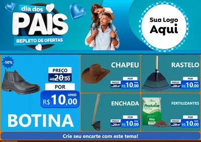 Modelo de Encarte para Encarte A4 Horizontal com o tema Dia Dos Pais Repleto de Ofertas para Agropecuária