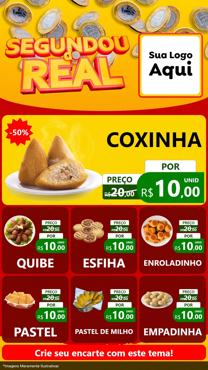 Modelo de Rede Social para Stories com o tema Segundou do Real para Salgadaria
