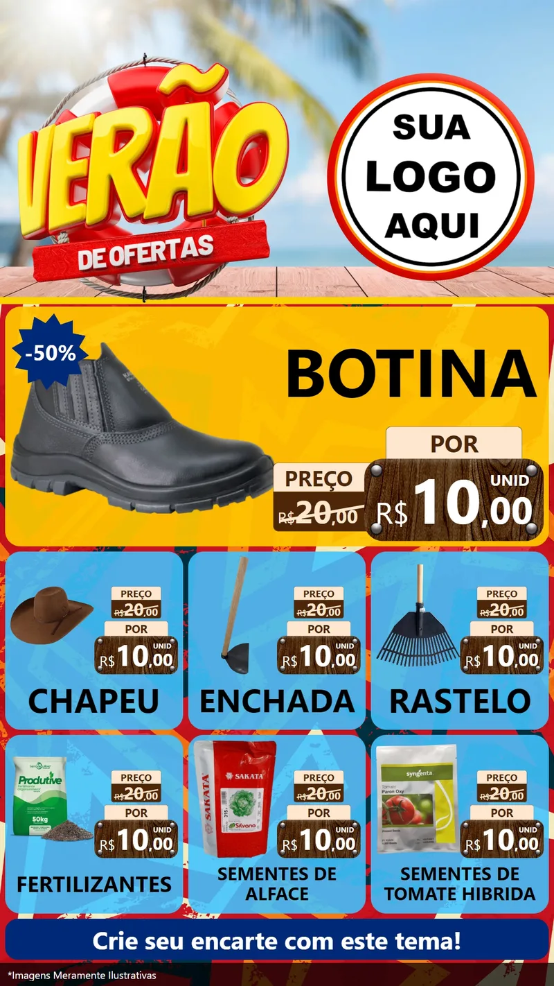 Modelo de Rede Social para Stories com o tema Verão de Ofertas para Agropecuária