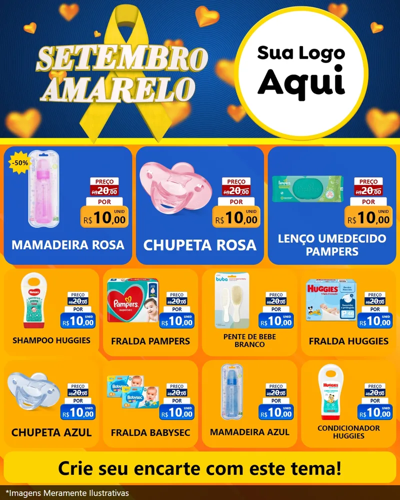Modelo de Rede Social para Feed Instagram com o tema Setembro Amarelo para Bebês