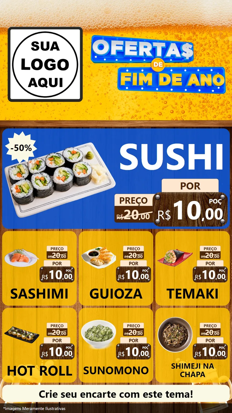 Modelo de Rede Social para Stories com o tema Ofertas de Fim de Ano para Comida japonesa