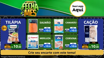 Modelo de TV para TV Horizontal com o tema Operação Fecha Mês para Peixaria
