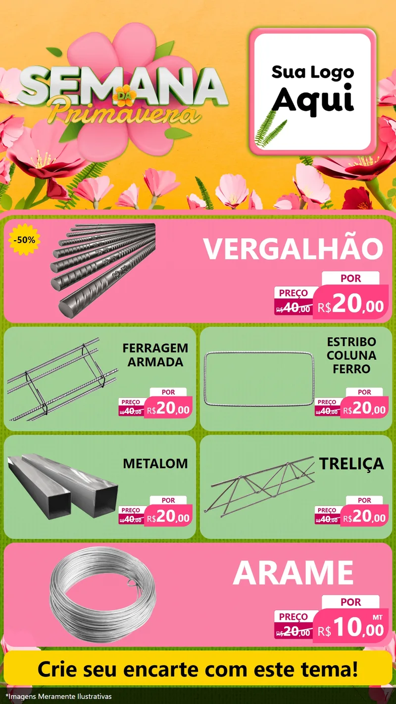 Modelo de TV para TV Vertical com o tema Semana da Primavera para Ferragens