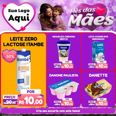 Modelo de Rede Social para Feed Facebook com o tema Mês das Mães para Frios e Laticínios