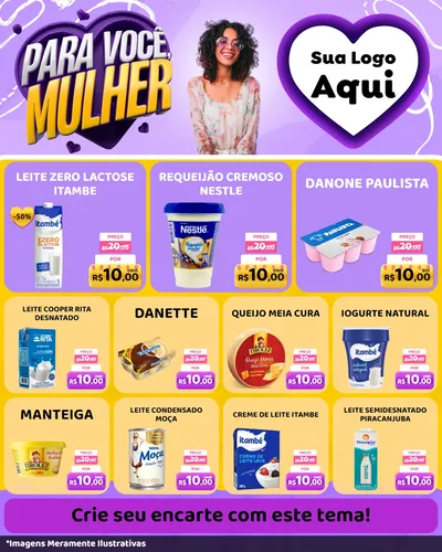 Modelo de Rede Social para Feed Instagram com o tema Para Você, Mulher para Frios e Laticínios