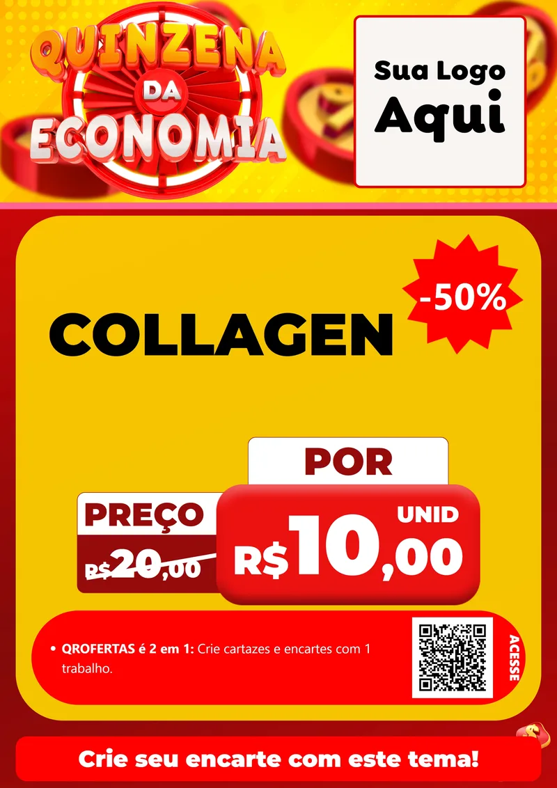 Modelo de Cartaz para Cartaz A4 Vertical com o tema Quinzena Da Economia para Suplementos alimentares