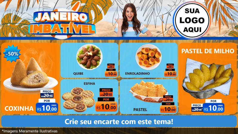 Modelo de TV para TV Horizontal com o tema Janeiro Imbatível para Salgadaria