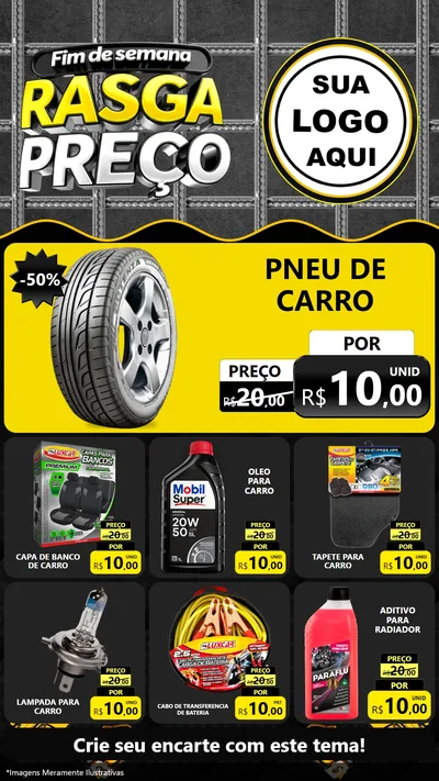 Modelo de Rede Social para Stories com o tema Fim de Semana Rasga Preço para Auto peças