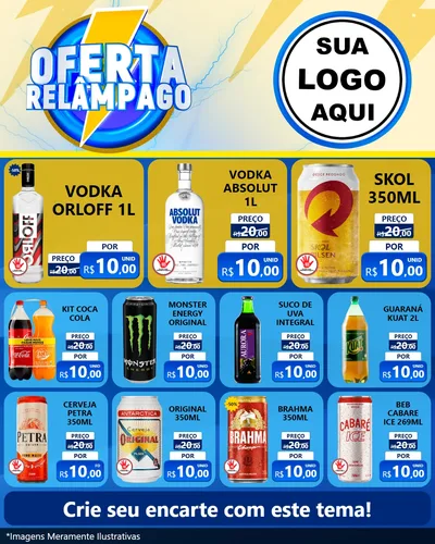 Modelo de Rede Social para Feed Instagram com o tema Oferta Relâmpago para Distribuidora de bebidas