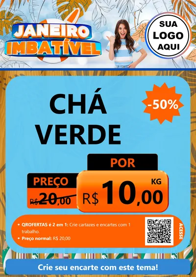 Modelo de Cartaz para Cartaz A4 Vertical com o tema Janeiro Imbatível para Produtos Naturais