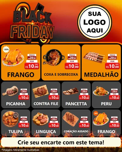 Modelo de Rede Social para Feed Instagram com o tema Black Friday para Assados