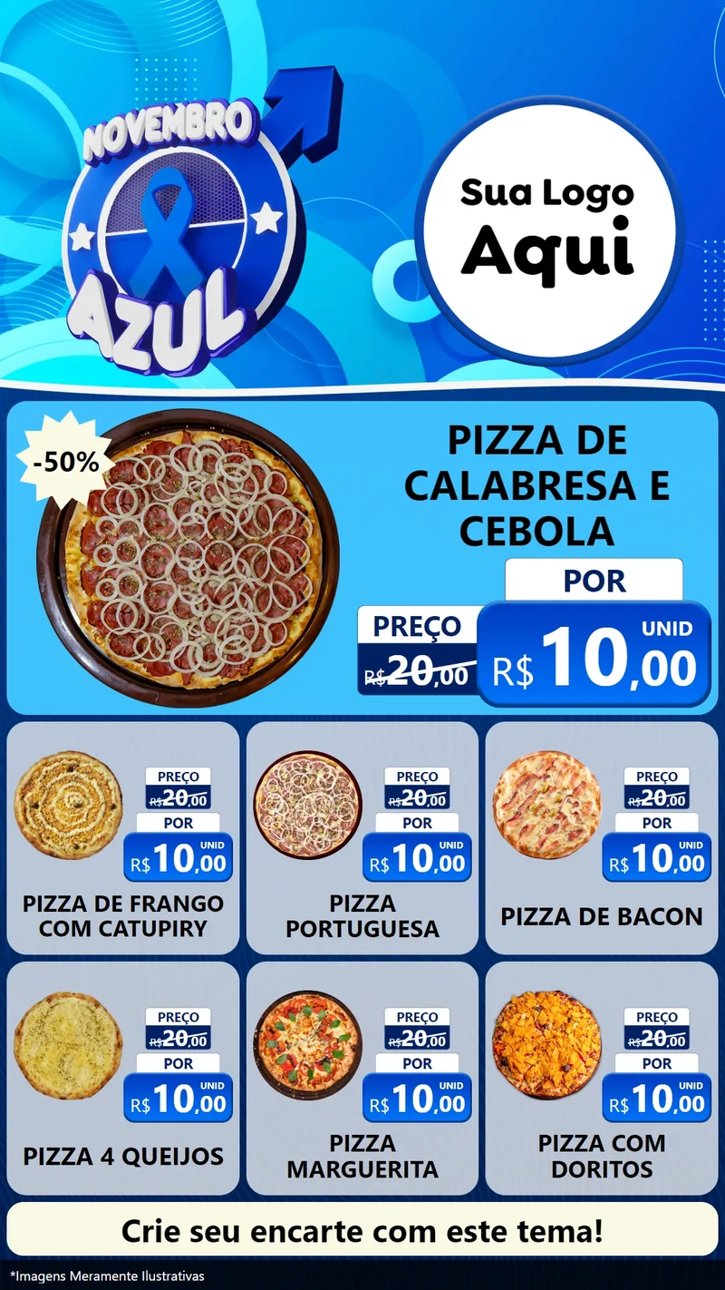 Modelo de Rede Social para Stories com o tema Novembro Azul para Pizzaria