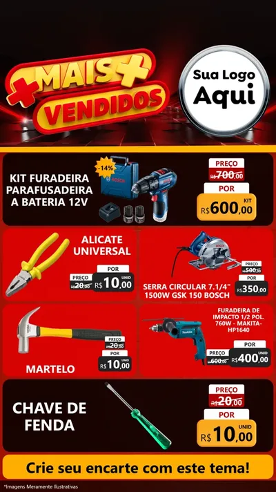 Modelo de TV para TV Vertical com o tema Mais Vendidos para Maquinas e Ferramentas