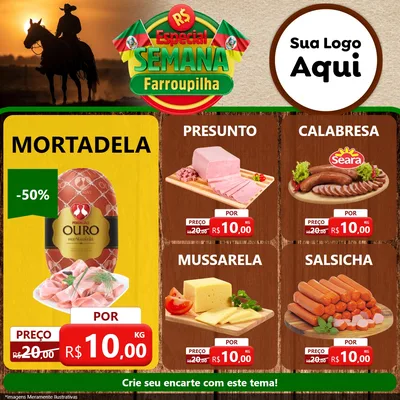 Modelo de Rede Social para Feed Facebook com o tema Especial Semana Farroupilha para Frios e Laticínios