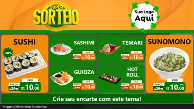 Modelo de TV para TV Horizontal com o tema Super Sorteio para Comida japonesa