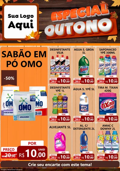 Modelo de Encarte para Encarte A4 Vertical com o tema Especial Outono para Produtos de Limpeza