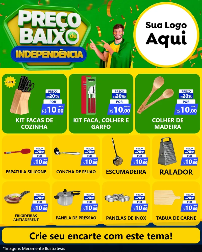 Modelo de Rede Social para Feed Instagram com o tema Preço Baixo de Independência para Utilidades Domésticas