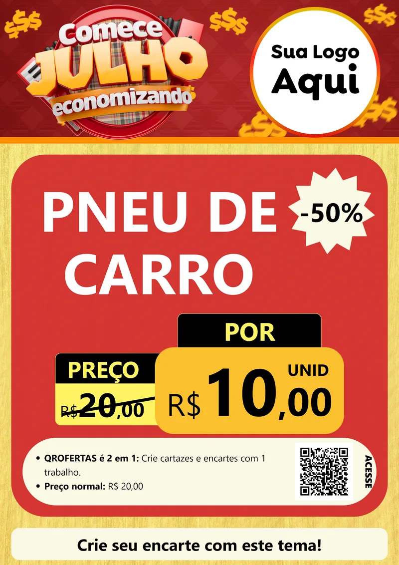 Modelo de Cartaz para Cartaz A4 Vertical com o tema Comece Julho Economizando para Auto peças