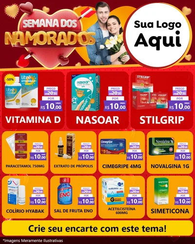Modelo de Rede Social para Feed Instagram com o tema Semana dos Namorados para Farmácia