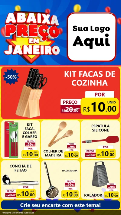 Modelo de Rede Social para Stories com o tema Abaixa Preço em Janeiro para Utilidades Domésticas