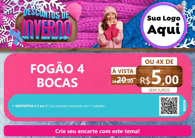 Modelo de Cartaz para Cartaz A4 Horizontal com o tema Descontos de Inverno para Móveis e Eletro
