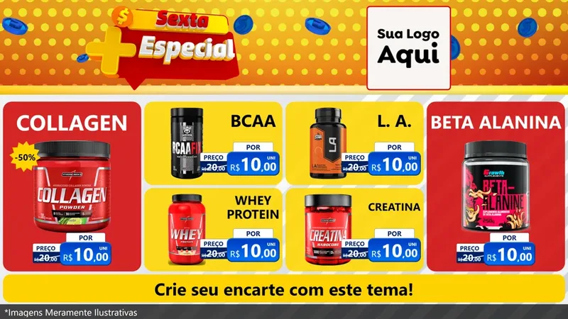 Modelo de TV para TV Horizontal com o tema Sexta Mais Especial para Suplementos alimentares