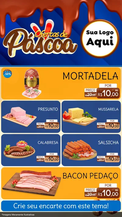 Modelo de TV para TV Vertical com o tema Ofertas de Páscoa para Frios e Laticínios