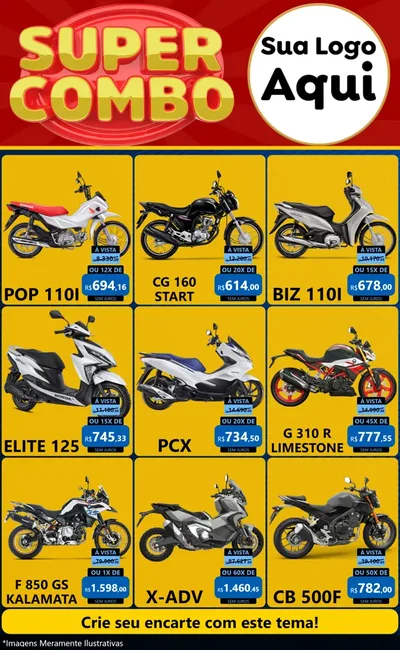 Modelo de Encarte para Encarte Grande com o tema Super Combo para Concessionaria de Motos