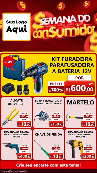 Modelo de Rede Social para Stories com o tema Semana do Consumidor para Maquinas e Ferramentas