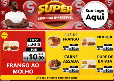 Modelo de Encarte para Encarte A4 Horizontal com o tema Super Segunda Imperdível para Restaurante