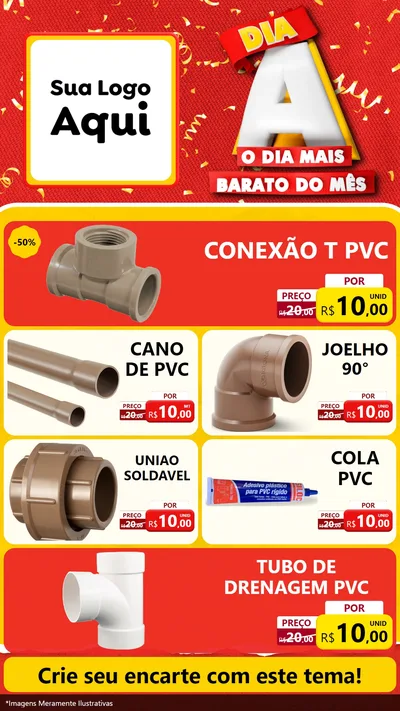 Modelo de TV para TV Vertical com o tema Dia A o Dia Mais Barato do Mês para Tubos e conexões