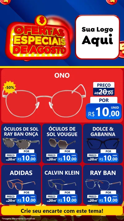 Modelo de Rede Social para Stories com o tema Ofertas Especiais de Agosto para Óticas