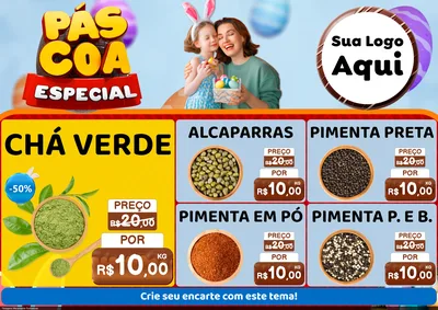 Modelo de Encarte para Encarte A4 Horizontal com o tema Páscoa Especial para Produtos Naturais