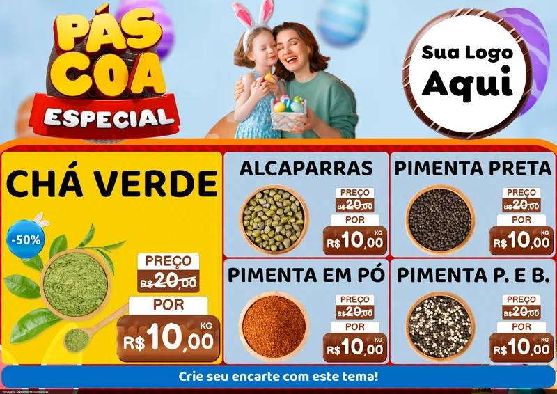 Modelo de Encarte para Encarte A4 Horizontal com o tema Páscoa Especial para Produtos Naturais